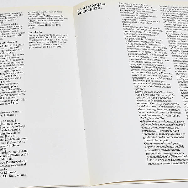 LANCIA NUOVA A112 JUNIOR ELITE LX ABARTH PRESS RELEASE 30-3-1984
