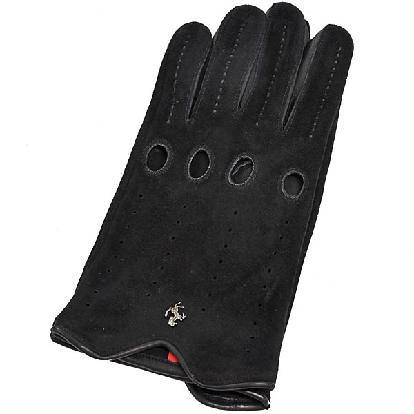 Genuine Ferrari Suede Leather Gloves (Black)