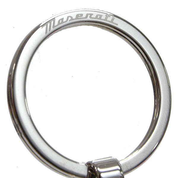 Genuine Maserati New Logo Key Ring (Round Metal / Blue)