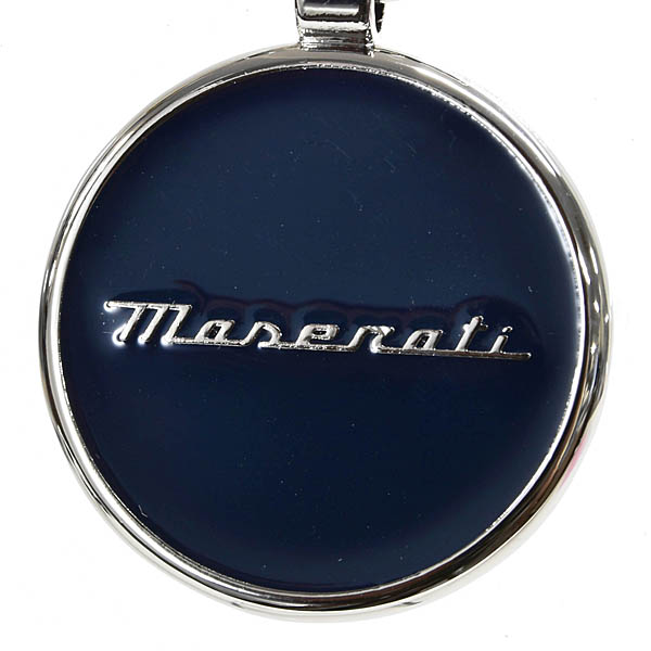 Genuine Maserati New Logo Key Ring (Round Metal / Blue)