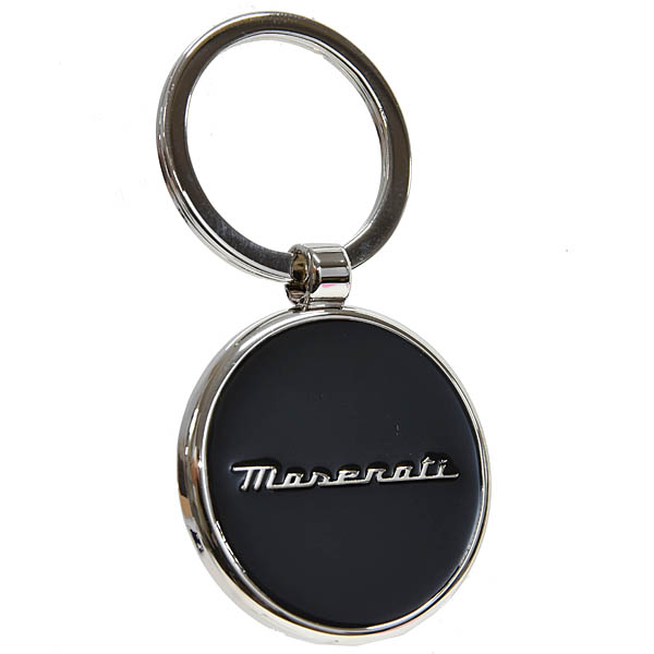 Genuine Maserati New Logo Key Ring (Round Metal / Black)
