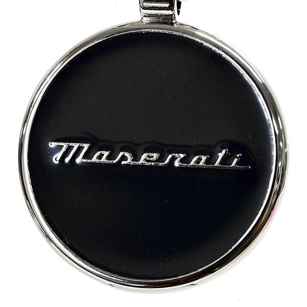 Genuine Maserati New Logo Key Ring (Round Metal / Black)
