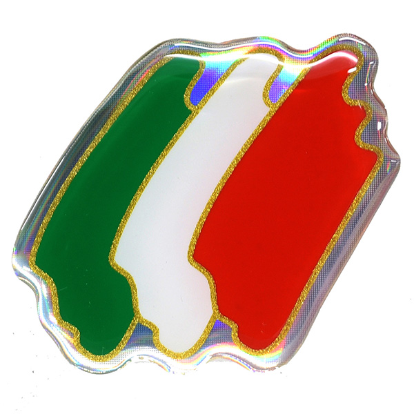 イタリア国旗3Dステッカー(ブラシB)