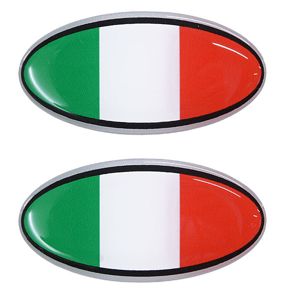 Italian Flag Oval Shaped 3D Sticker(2pcs.)