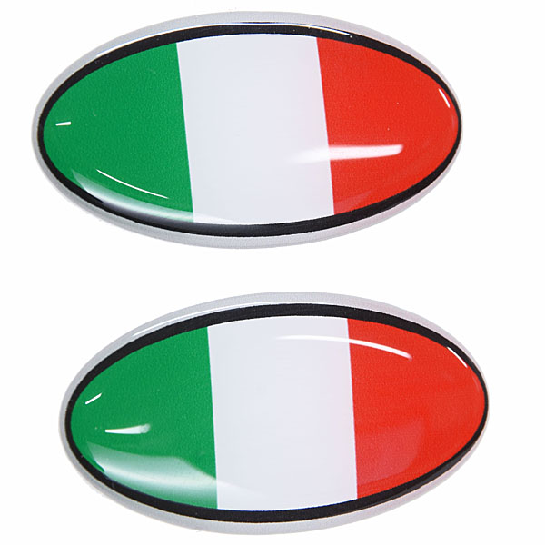 Italian Flag Oval Shaped 3D Sticker(2pcs.)