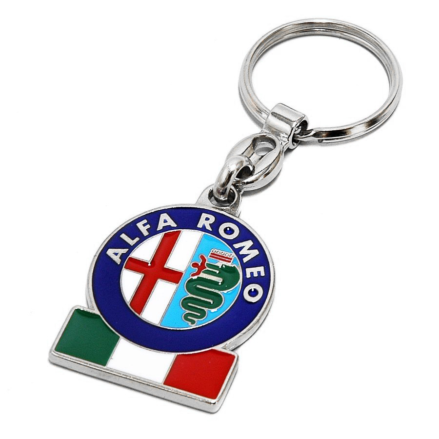 Alfa Romeoエンブレム&イタリア国旗メタルキーリング (Cuore Sportivo)