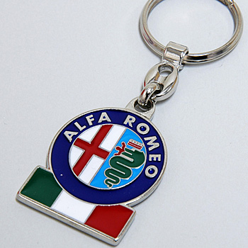 Alfa Romeo エンブレム&イタリア国旗メタルキーリング (Mi To)