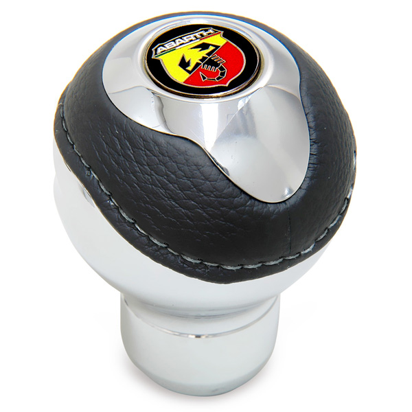 BLACK Aluminium & Leather Gear Knob -TUNE IT CHROME- (Normal/ABARTH NEW Emblem)<br><font size=-1 color=red>06/20到着</font>