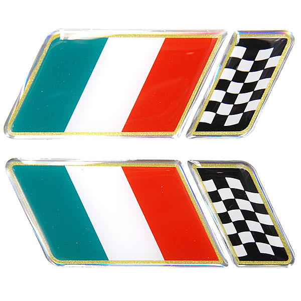 Italian Flag & checkerd 3D Sticker (Set of 4)