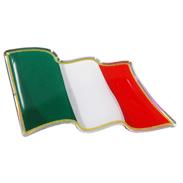 イタリア国旗3Dステッカー(はためき型)
