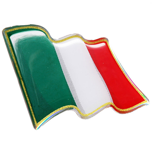 イタリア国旗3Dステッカー(はためき型)