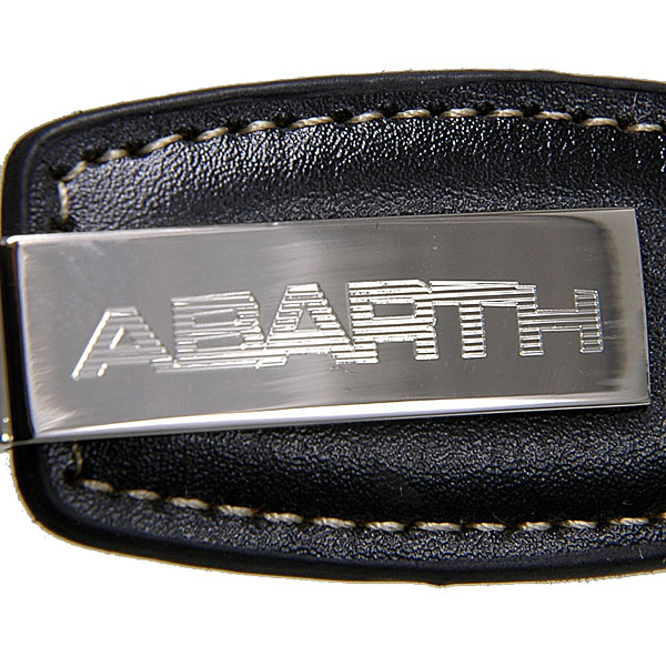 ABARTHフェイクレザー&メタルプレートキーリング(ブラック)