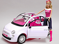 FIAT 500C with Barbie 50th Memorial Model