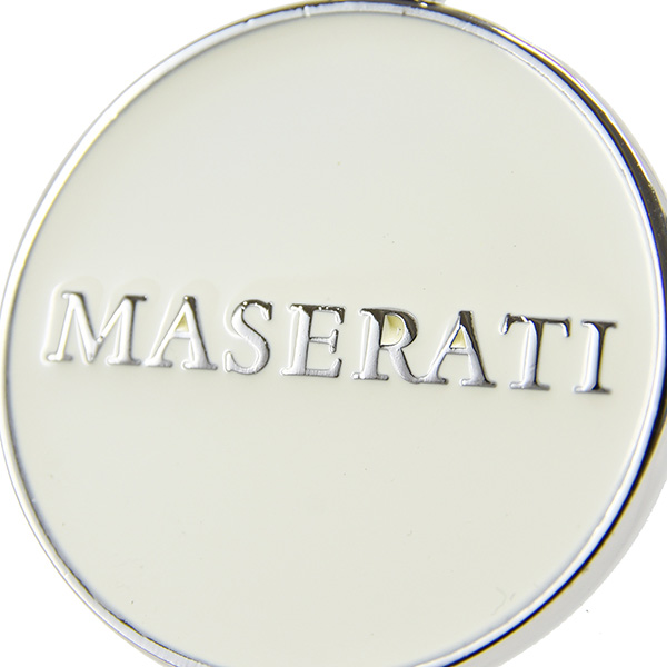 MASERATI Keyring (Round Metal/White)