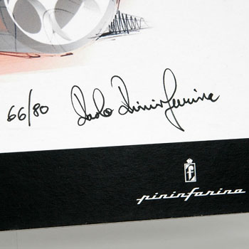 Pininfarina Alfa Romeo 2uettottanta Design Sketch -Paolo Pininfarina Signed-