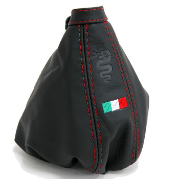 Alfa Romeo 159レザーサイドブレーキブーツ (ブラック/レッドステッチ/スネーク型押し/イタリア国旗)