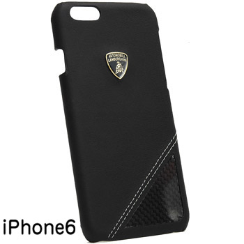 Lamborghini純正 iPhone6/6s背面レザーケース (ブラック/カーボンパターン)