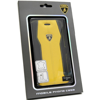 Lamborghini iPhone6/6s Book leather Case(black/yellow)