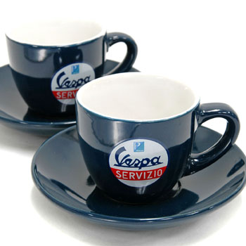 Vespa Official Cup & Saucer Set-SERVIZIO-