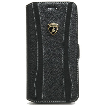 Lamborghini iPhone6/6s Book Type Leather Case(Black/Black Stripe)