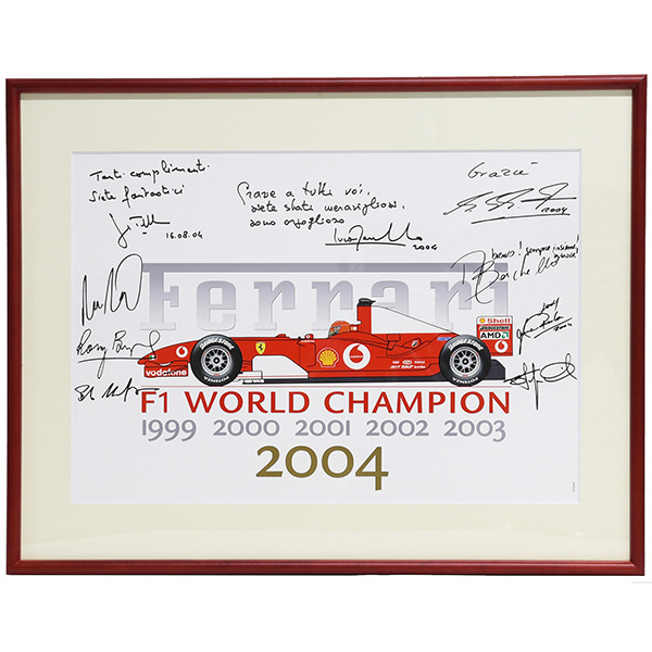 Scuderia Ferrari 2004 F1ワールドチャンピオンメモリアル額装ポスター