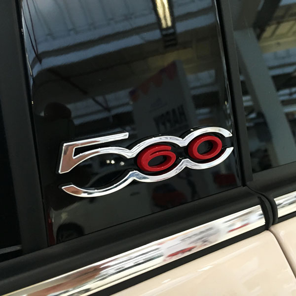 FIAT純正500 60th Limited Edition Bピラーロゴエンブレム<br><font size=-1 color=red>04/28到着</font>
