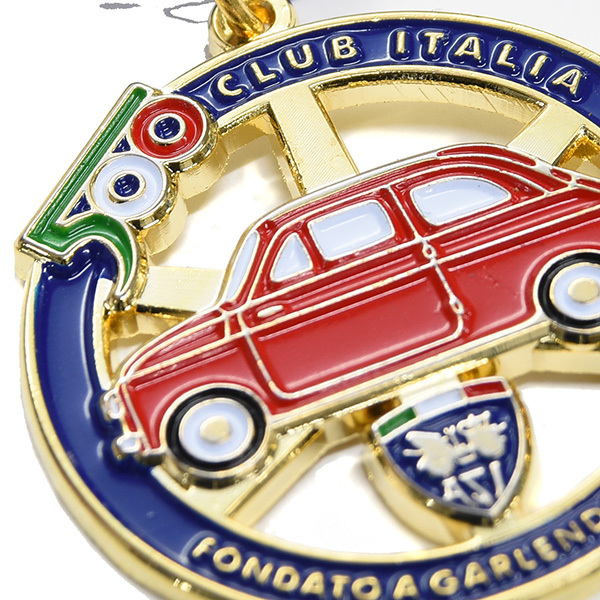 FIAT 500 CLUB ITALIAエンブレム形バッグチャーム(ブルー)