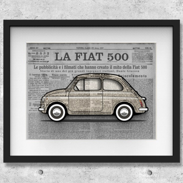 FIAT Nuova 500 Illustration by Mr.Vin -GIORNALE- (Large)