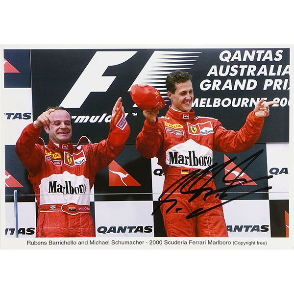 Scuderia Ferrari 2000 M.Schumacher&R.Barrichello Photo-M.schumacher Signed-