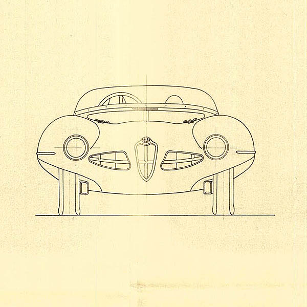 Alfa Romeo 1900 C52 Disco Volante Blue Drawing Print