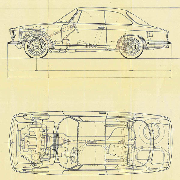 Alfa Romeo GT1300 junior 1966 Blue Drawing Print