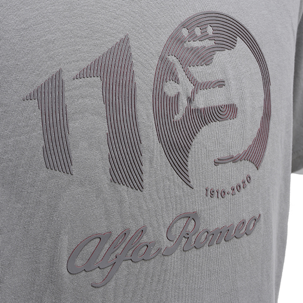 Alfa Romeo Official 110th Anniversary Rubber Printed Logo T-shirts (Gray)