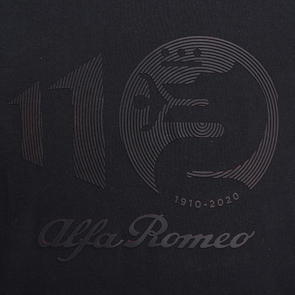 Alfa Romeo純正110周年記念ラバープリントロゴTシャツ(ブラック)