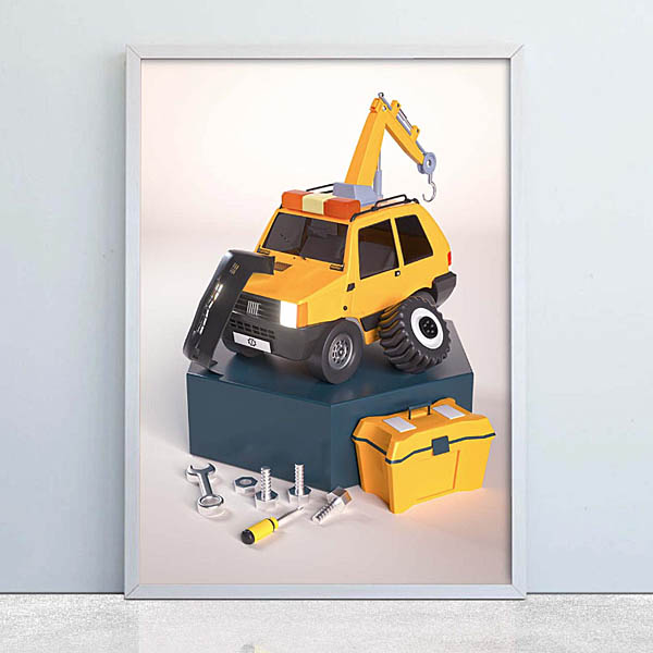 Garage Italia Official FIAT PANDA Living 4X4 Poster (Mechanic)