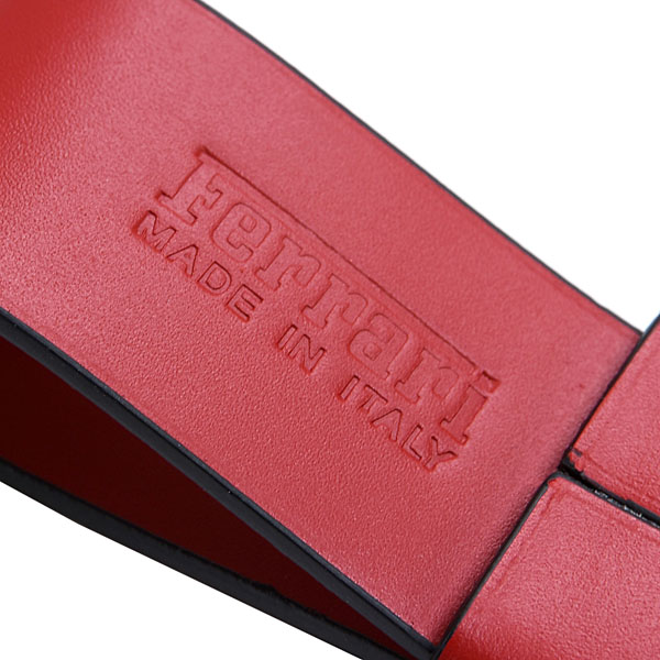 Ferrari Emblem Leather Strap Shaped Keyring(Red)