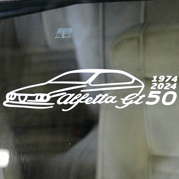 Alfa Romeo Alfetta 50th Anniversary Logo Sticker (Cut Letters/White) by RIA (Registro Italiano Alfa Romeo)