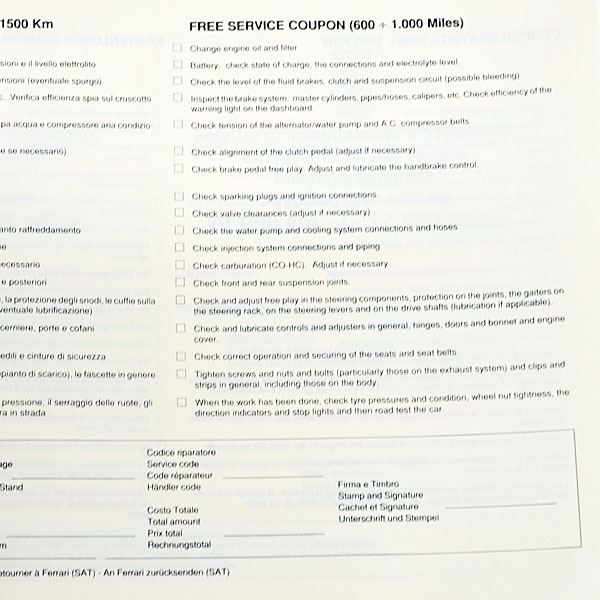 Ferrari F40 Owner's Warranty & Service Book (1988)