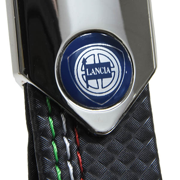 LANCIA Carbon look Tricolor Stitch Strap Keyring