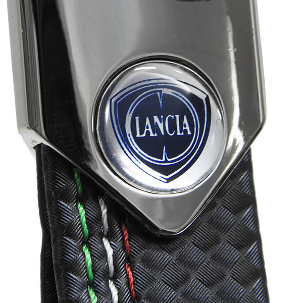 LANCIA Carbon look Tricolor Stitch Strap Keyring