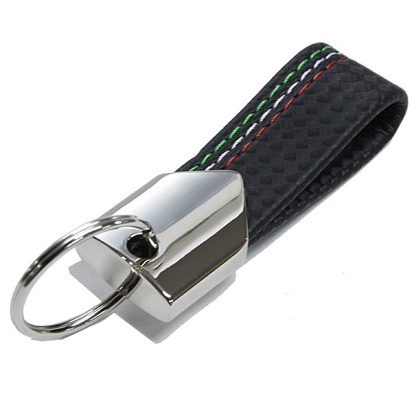 LANCIA Carbon look Tricolor Stitch Strap Keyring