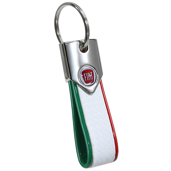 FIAT Genuine Carbon look Tricolor Strap Keyring