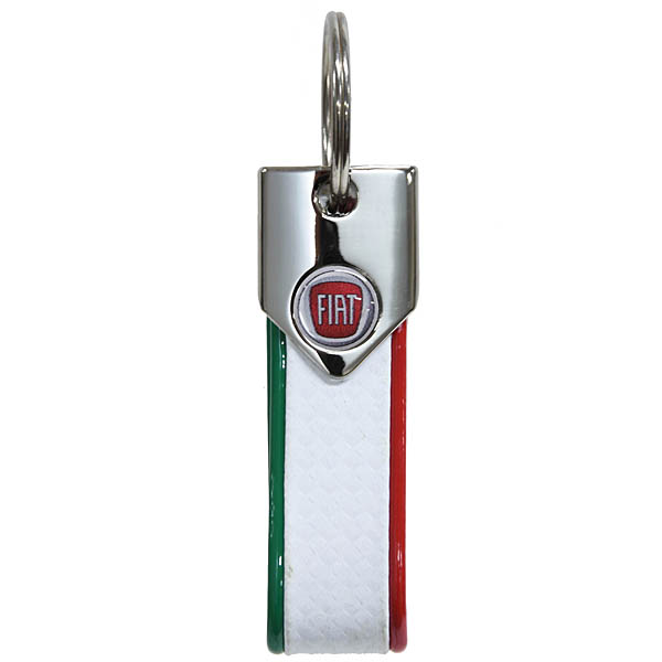 FIAT Genuine Carbon look Tricolor Strap Keyring