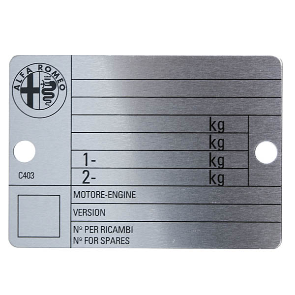 Alfa Romeo Official GTV/Spider Chassis Plate