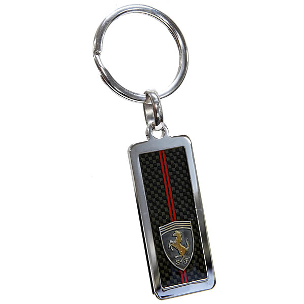 Ferrari Official Carbon Silver Keyring