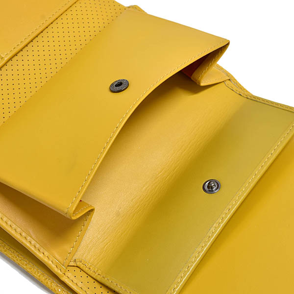 Ferrari Genuine tri-fold Leather Wallet (Yellow)