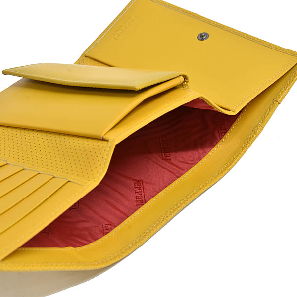 Ferrari Genuine tri-fold Leather Wallet (Yellow)