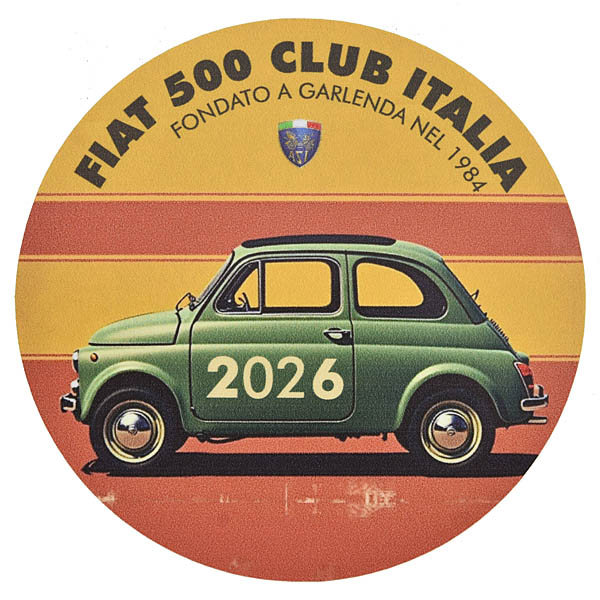 FIAT 500 CLUB ITALIAオフィシャル2026ステッカー(裏貼りタイプ)