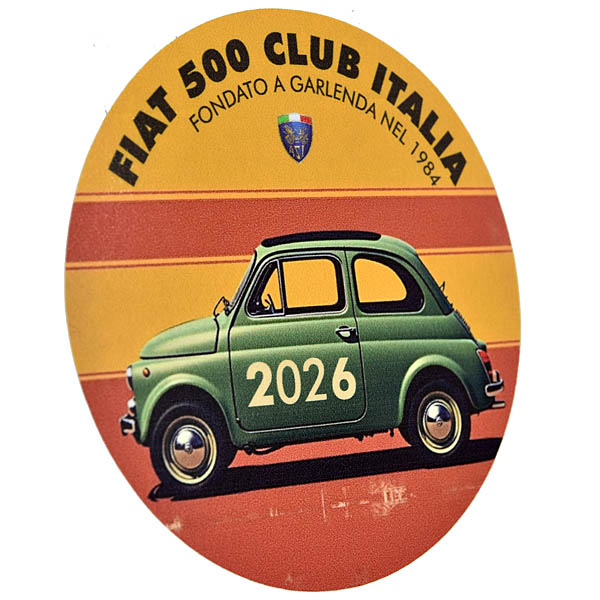FIAT 500 CLUB ITALIAオフィシャル2026ステッカー(裏貼りタイプ)