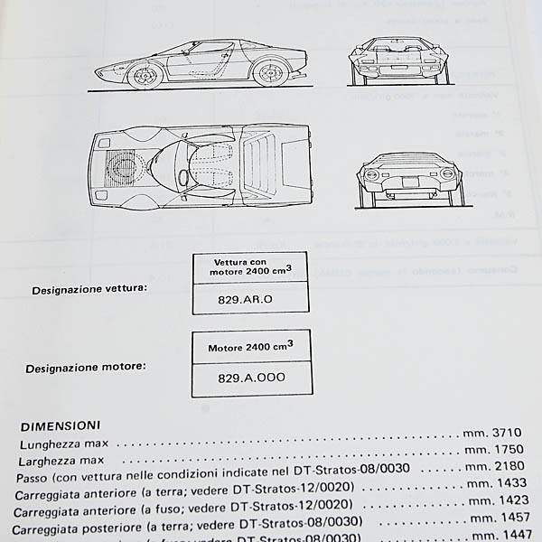 LANCIA STRATOS Technical Data Manual