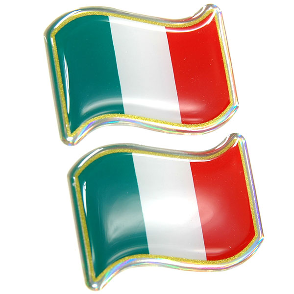 イタリア国旗3Dステッカー(波型2枚組)